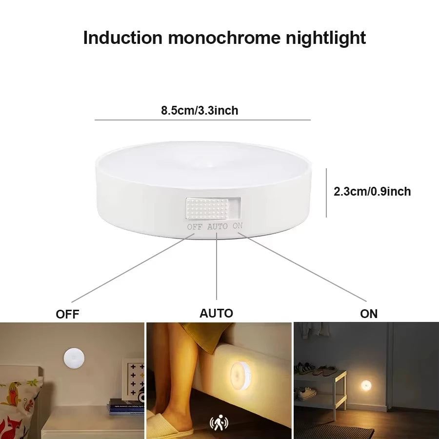 Lampka nocna LED z czujnikiem ruchu, ładowana przez USB, do kuchni, sypialni, schodów, przedpokoju, szafki, garderoby – energooszczędna