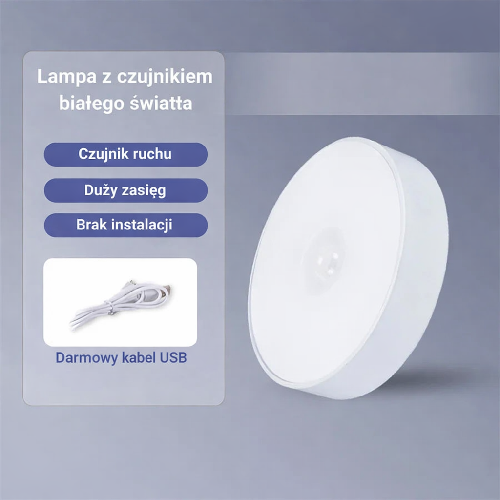Lampka nocna LED z czujnikiem ruchu, ładowana przez USB, do kuchni, sypialni, schodów, przedpokoju, szafki, garderoby – energooszczędna