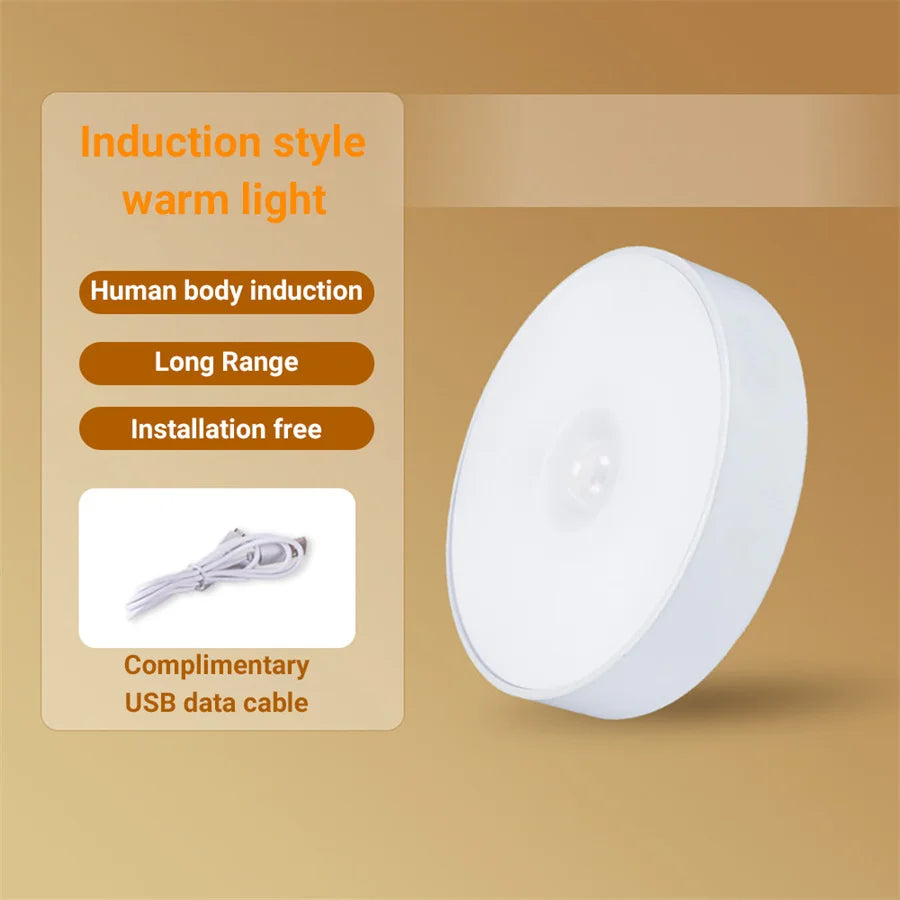 Lampka nocna LED z czujnikiem ruchu, ładowana przez USB, do kuchni, sypialni, schodów, przedpokoju, szafki, garderoby – energooszczędna